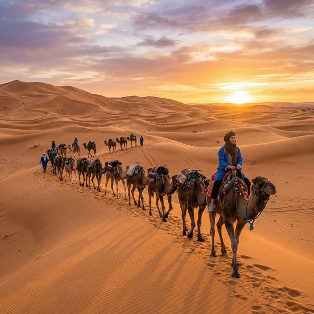 Camel Riding in the Desert
